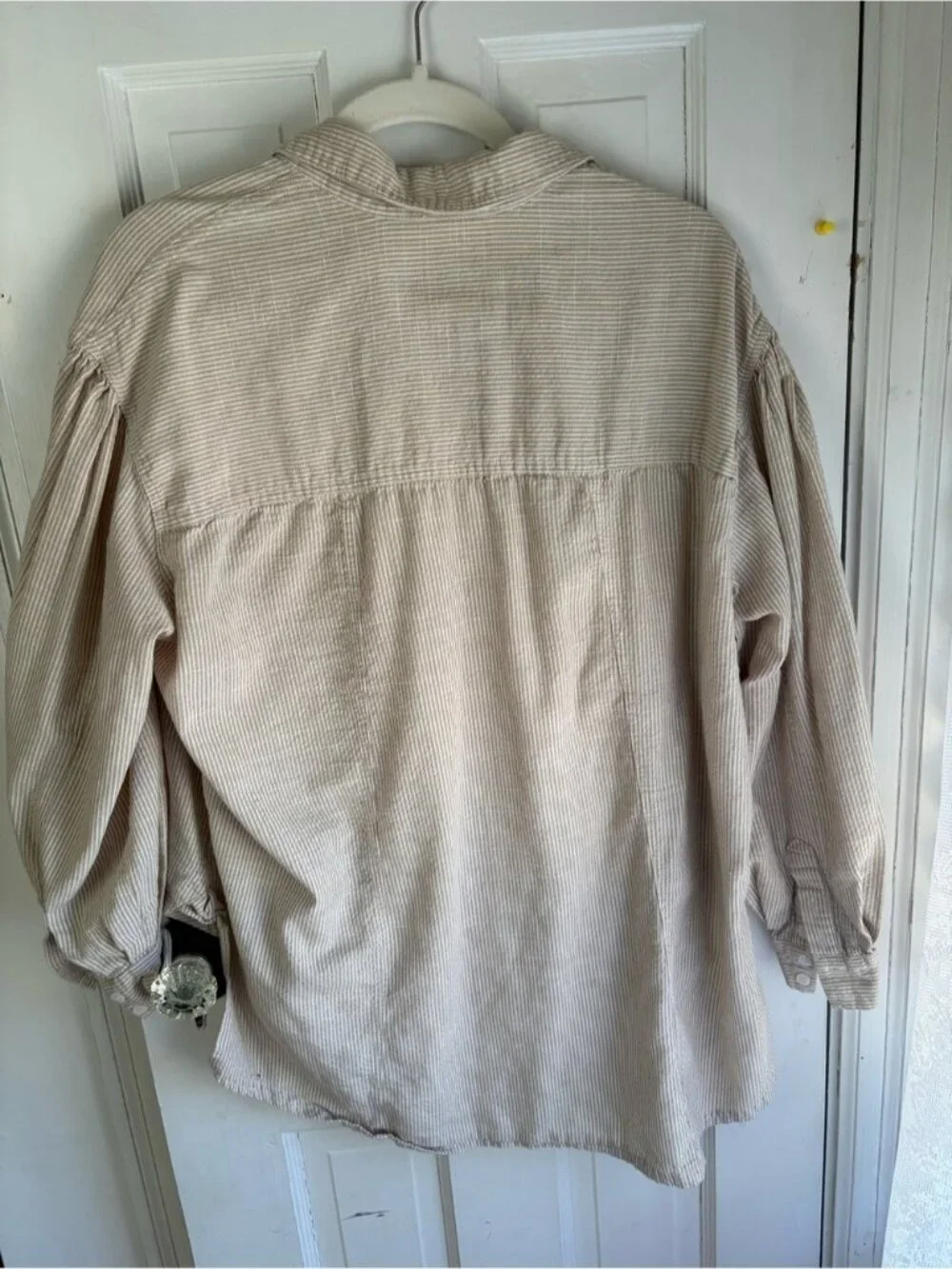 Relaxed Button-Down Shirt in Light Beige
